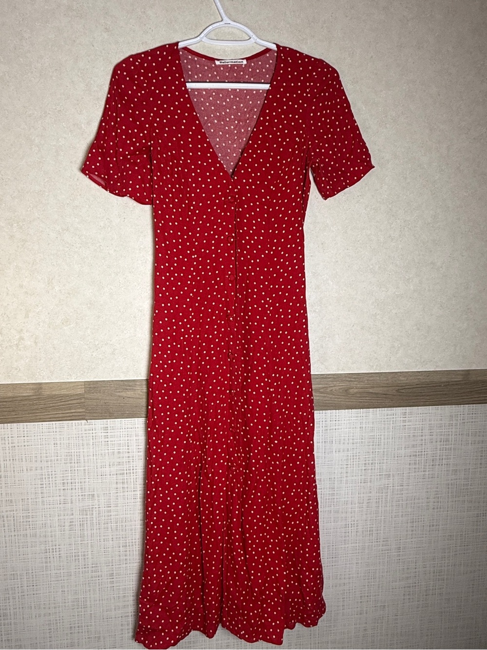 Reformation Red Polka Dot Maxi Dress
